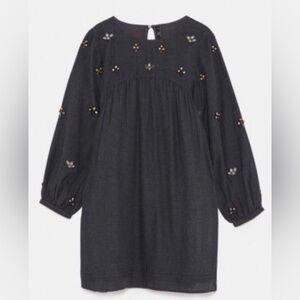 Zara TRF Embellished Grey Tunic Dress Size Small